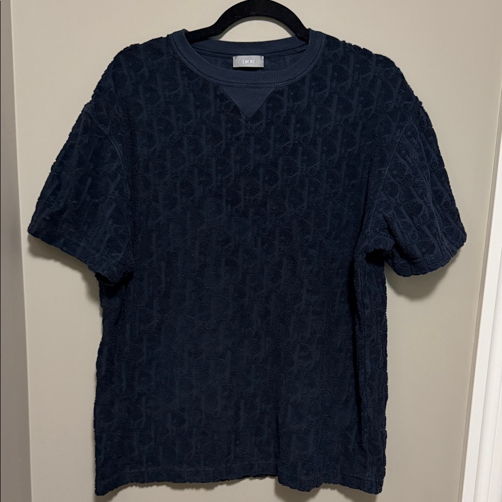 Dior Navy Textured Short Sleeve Shirt